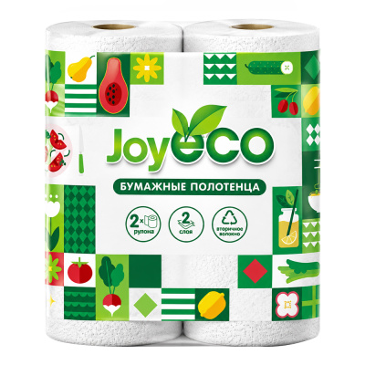 Полотенца бумажные в рулоне (2рул) белые 2сл JOYeco