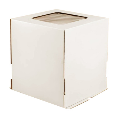 Коробка-для-торта-320х320х350-белыйкрафт-с-окном-Арт-пак