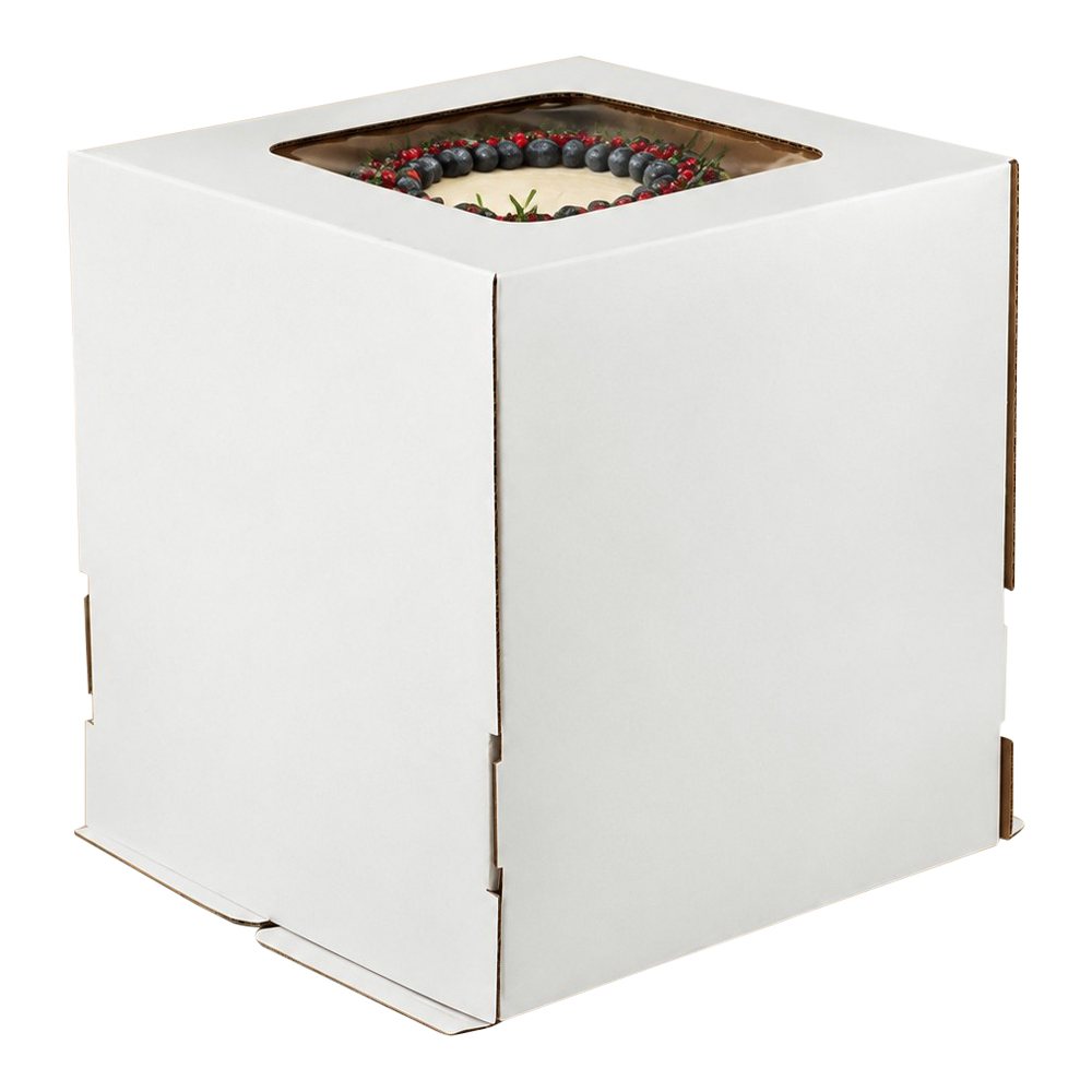 Коробка для торта 320х320х350 белый крафт с окном Арт-пак